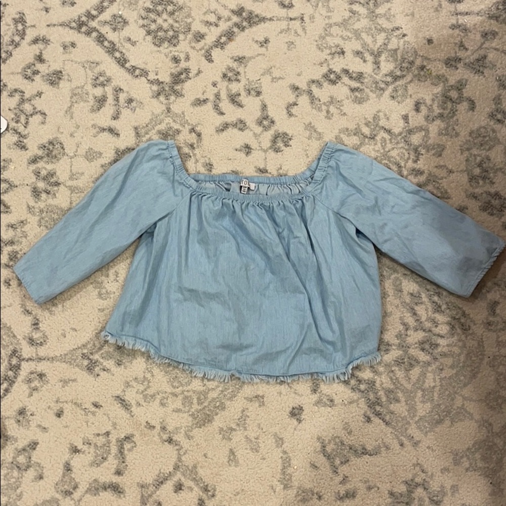 Off the Shoulder Cropped Baby Blue Top Size S